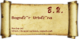 Bognár Urbána névjegykártya