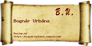 Bognár Urbána névjegykártya